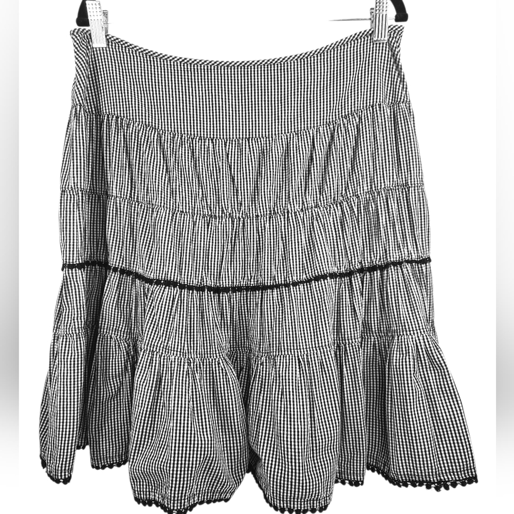 Gingham Tiered‎ Cotton Cottagecore Midi Natural Fiber Y2k Vtg 2000s Skirt